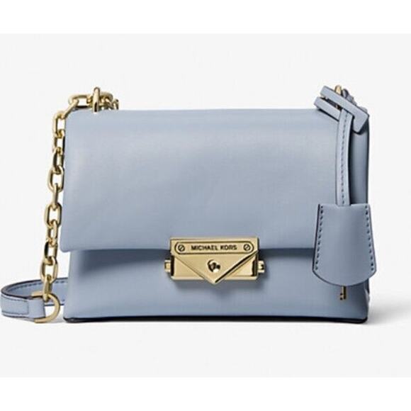 Michael Kors Cece Small Pale Blue Vegan Leather Convertible Flap Crossbody Bag - Picture 2 of 12